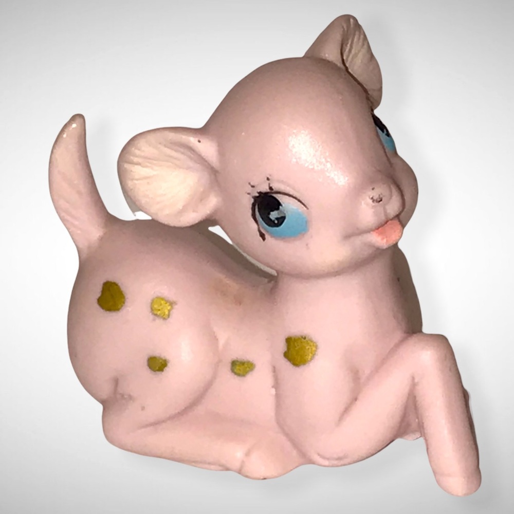 Vintage 1960s Kelvin’s Ceramic Pink Deer Fawn Figurine